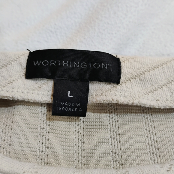 Worthington Cream Chevron Peplum Blouse - Picture 2 of 6